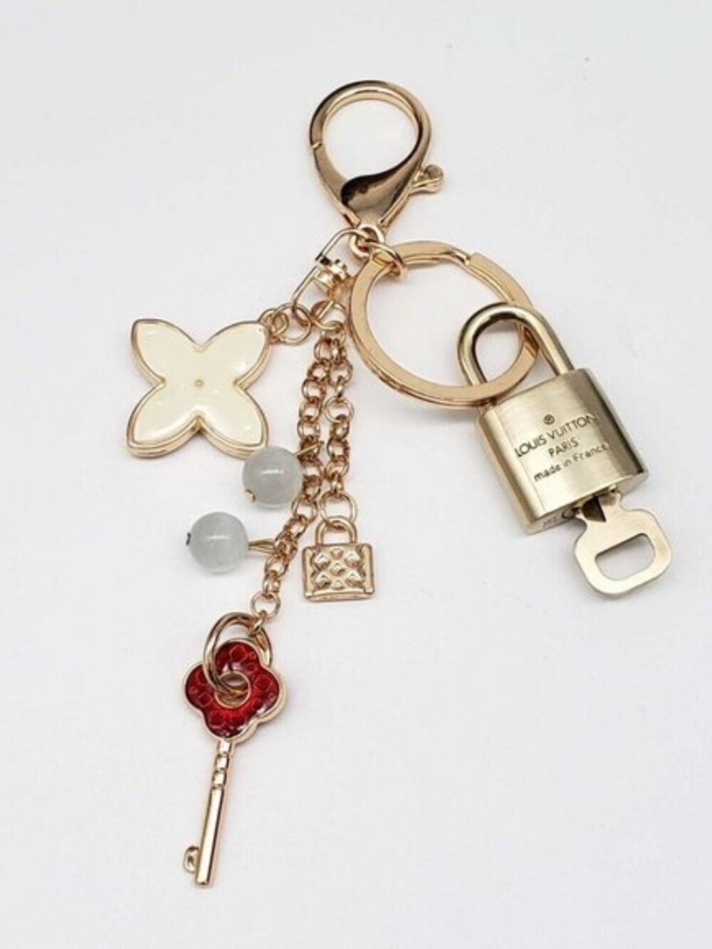 Louis Vuitton Authentic Gold Lock & Key 🔑 Bag Charm + Unbranded Keychain - Picture 3 of 9